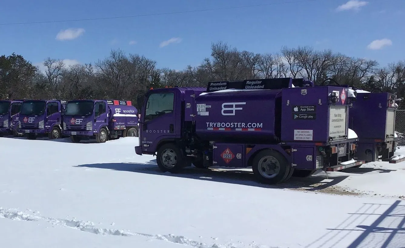 Booster trucks in the snow