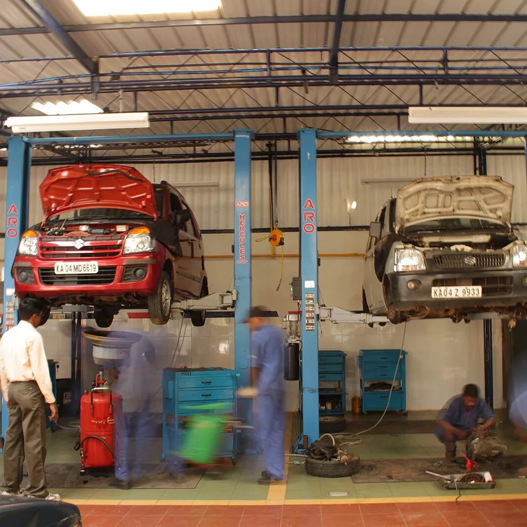 Interior auto mechanics garage