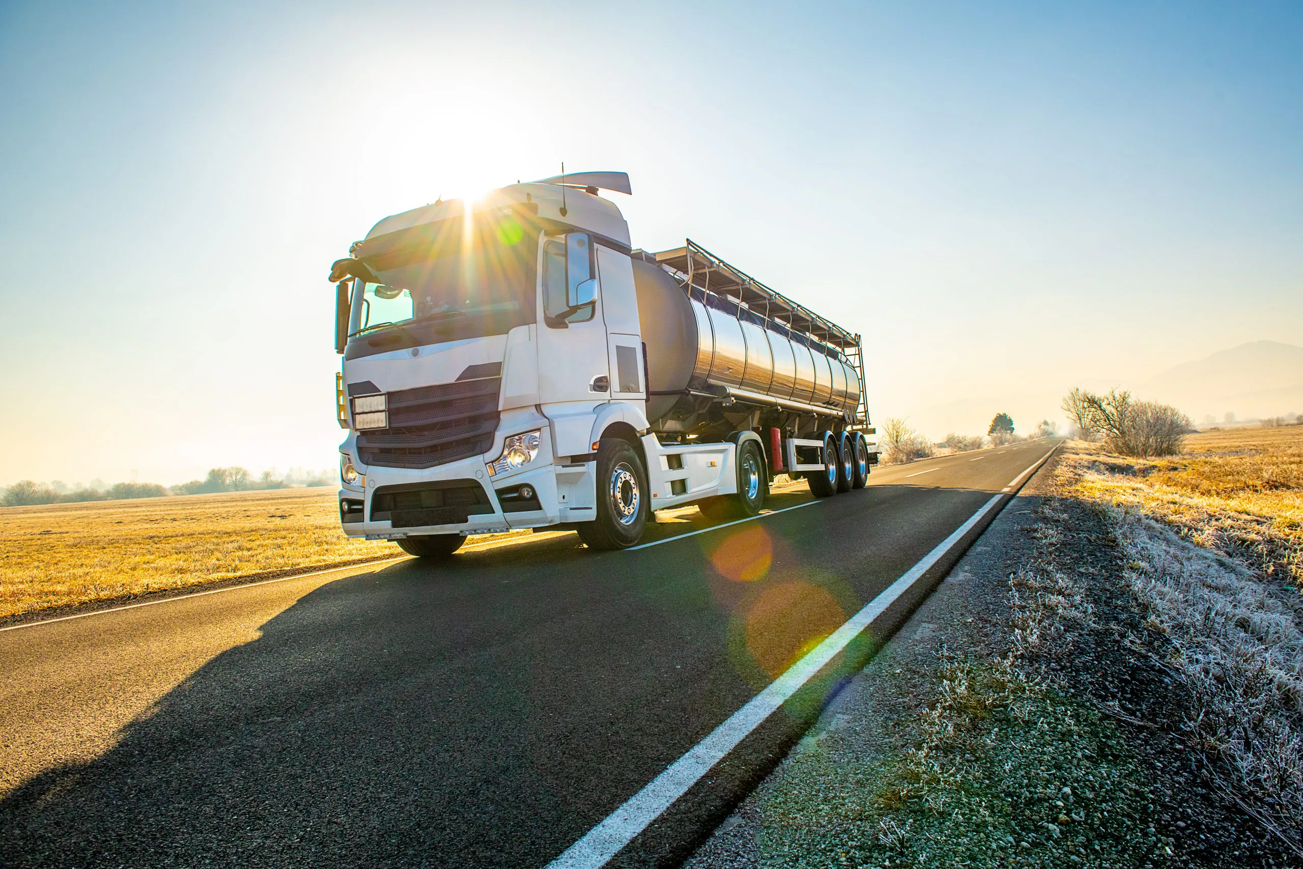 fuel truck on a country road