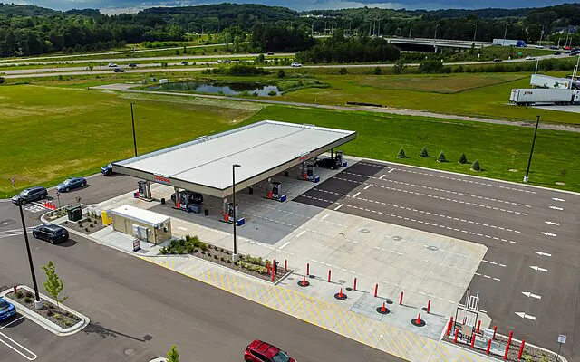 arial view of costco gas station