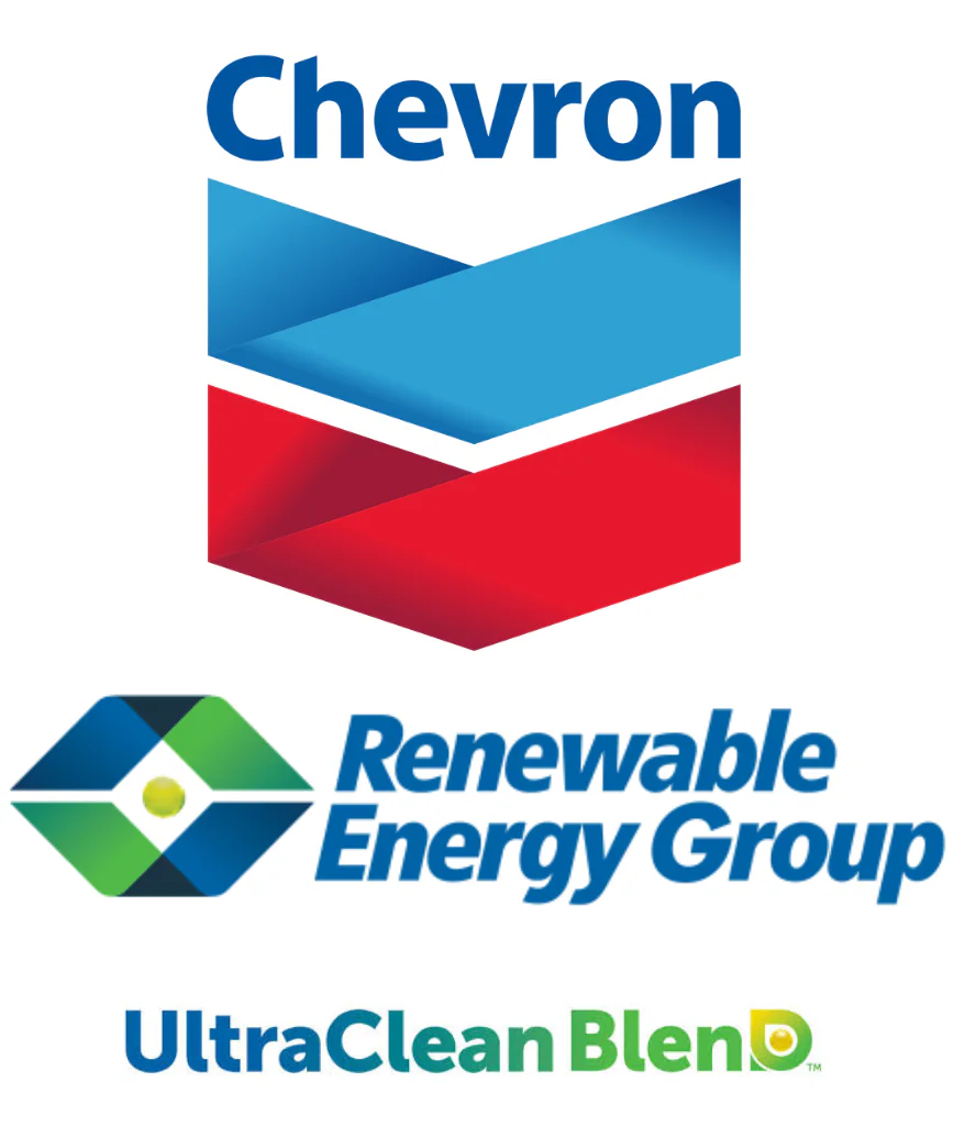 Chevron and Renewable Energy Group logos including UltraClean Blend logo