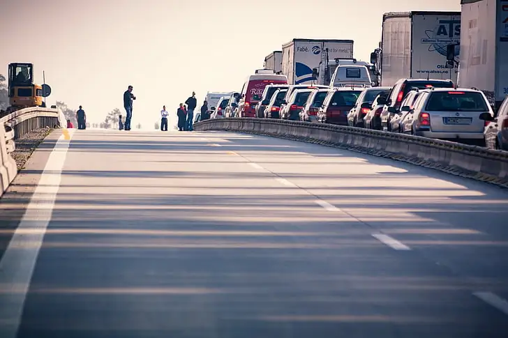 Traffic jam on freeway